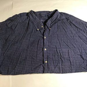 American Khakis Dark Blue Plaid Button Up Shirt Size XXL